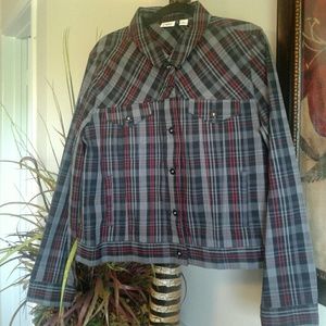 Cato Long Sleeve Button Up Plaid Top